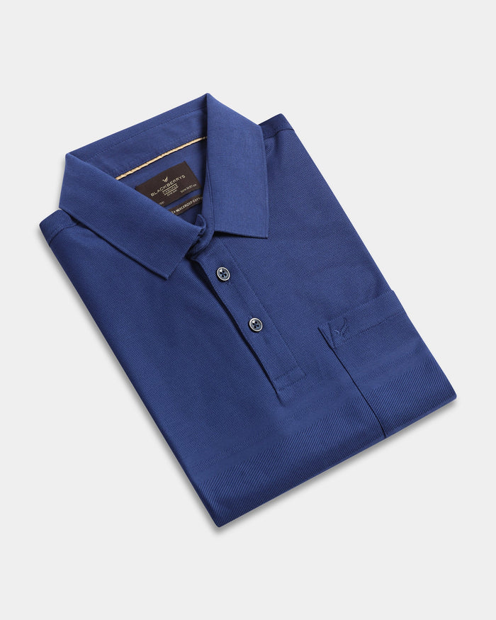 Navy Textured Polo - Peek