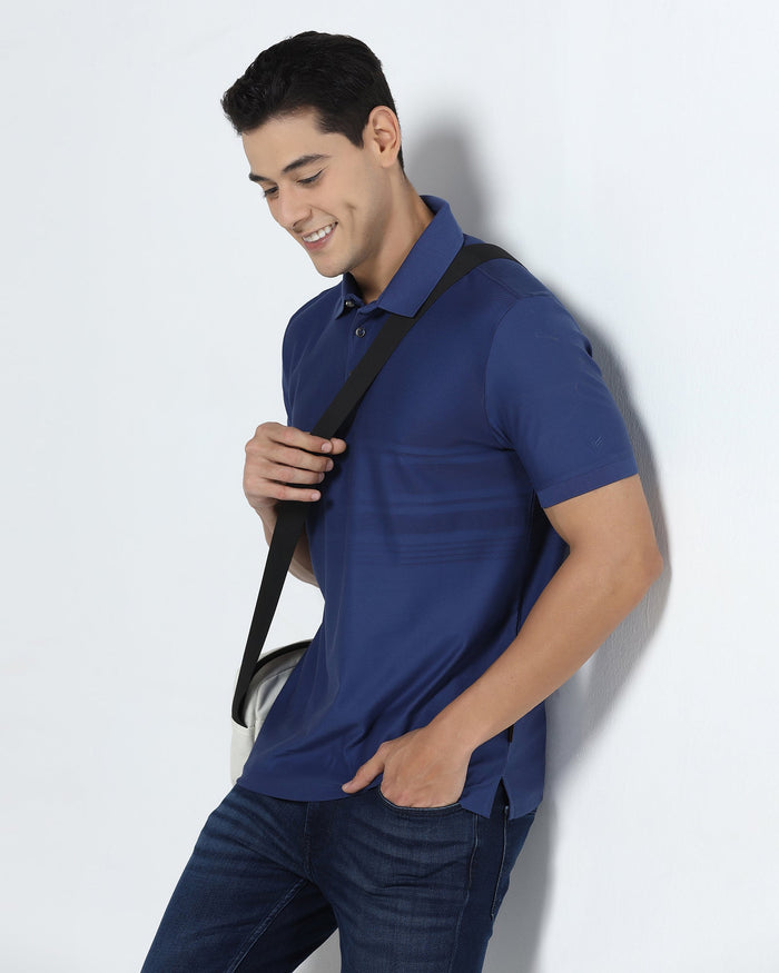 Navy Textured Polo - Peek
