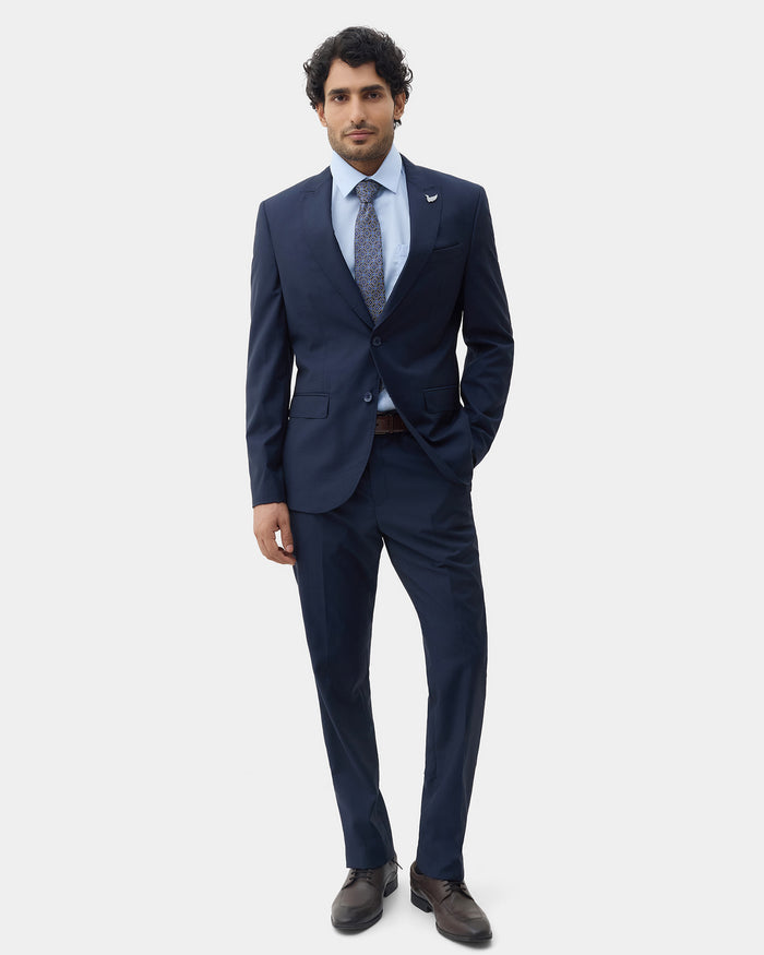 Navy Two Piece Textured Suit - Atoll