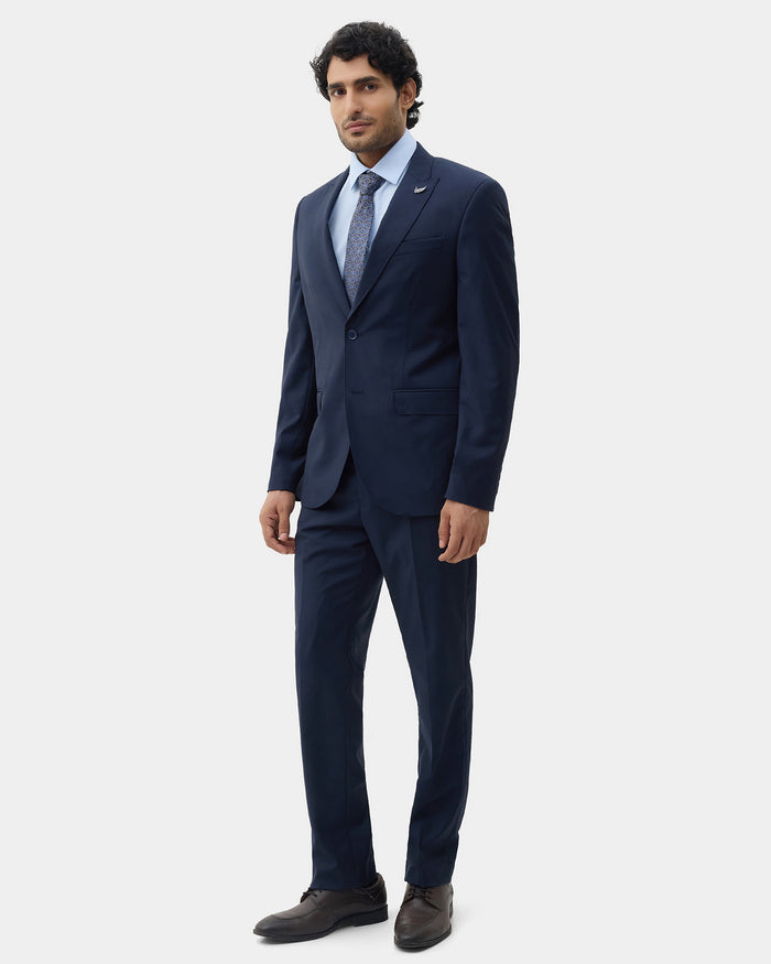 Navy Two Piece Textured Suit - Atoll