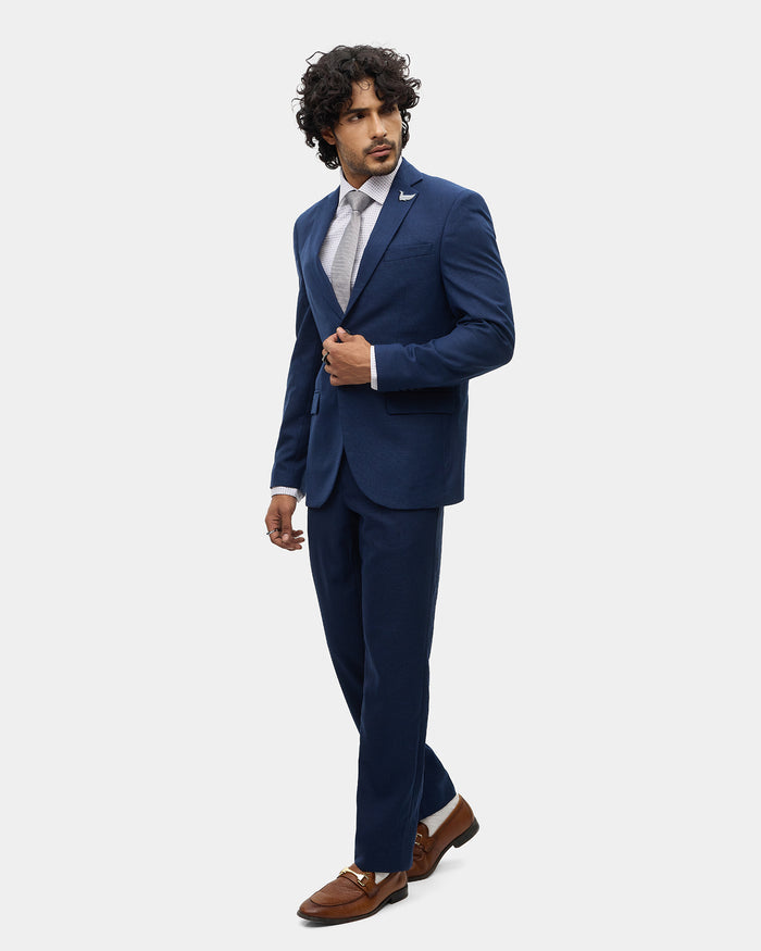 Navy Two Piece Textured Suit - Heckle