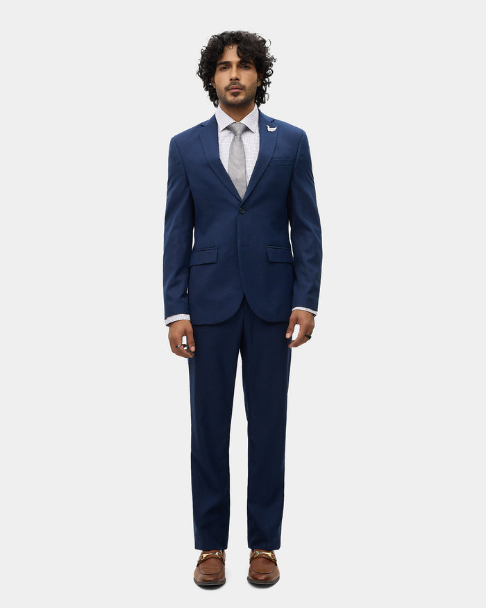 Navy Two Piece Textured Suit - Heckle