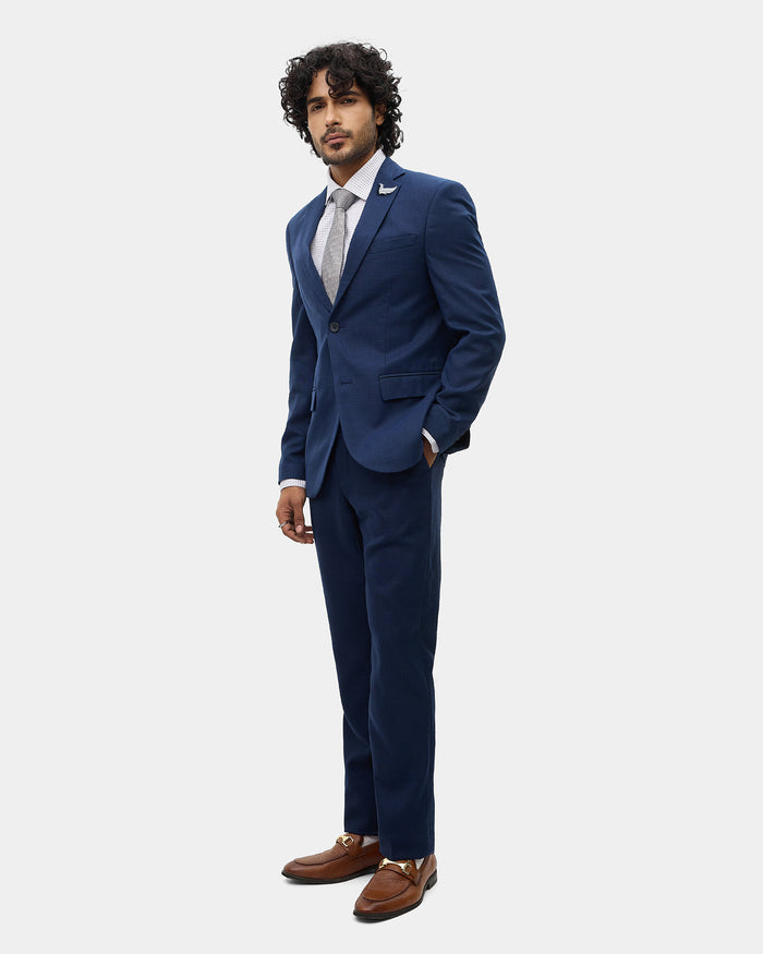 Navy Two Piece Textured Suit - Heckle