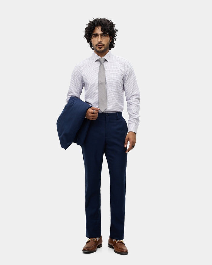 Navy Two Piece Textured Suit - Heckle