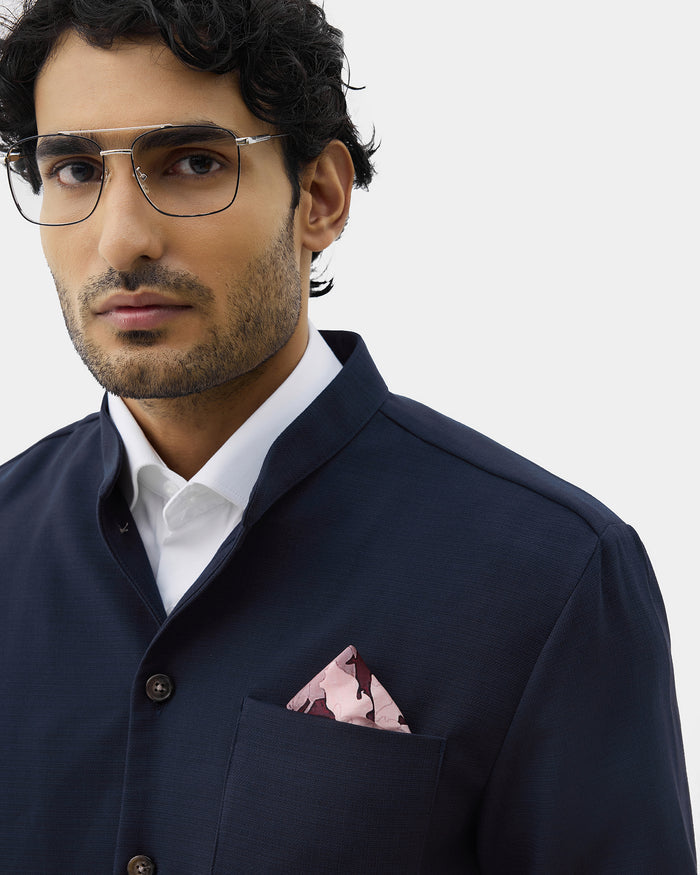 Navy Two Piece Textured Suit - Ketor