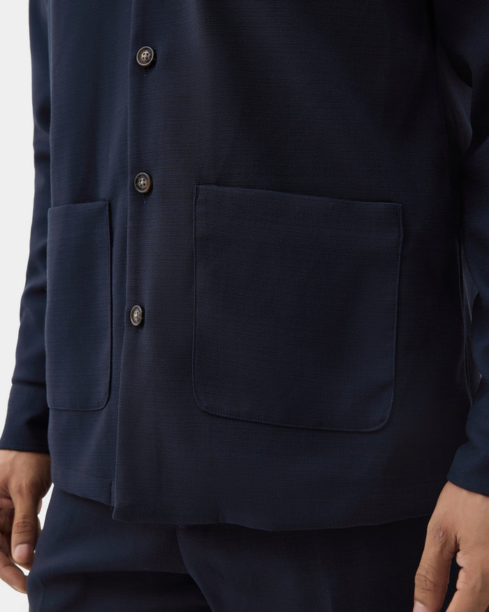 Navy Two Piece Textured Suit - Ketor
