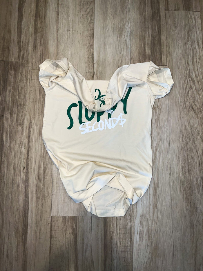 “No Sloppy Second$” Tee (Cream,White,Forest Green)