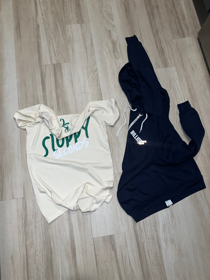 “No Sloppy Second$” Tee (Cream,White,Forest Green)