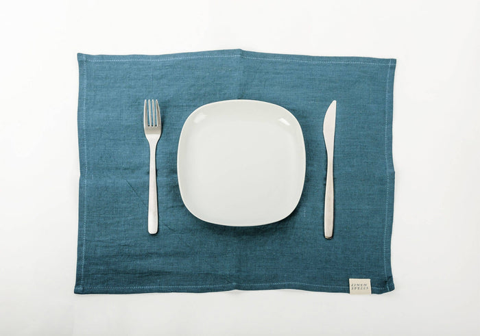 Ocean Blue Linen Placemats Set of 2