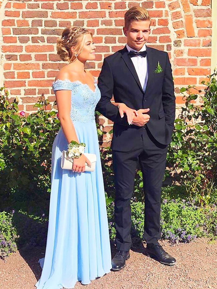 Off Shoulder Blue Lace Prom Dresses, Off the Shoulder Blue Lace Bridesmaid Dresses, Long Formal Dresses