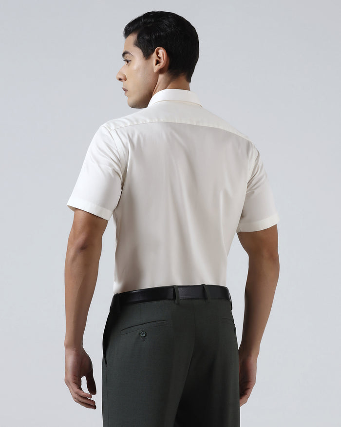 Off White Half Sleeve Non Iron Solid Shirt - Sylvia