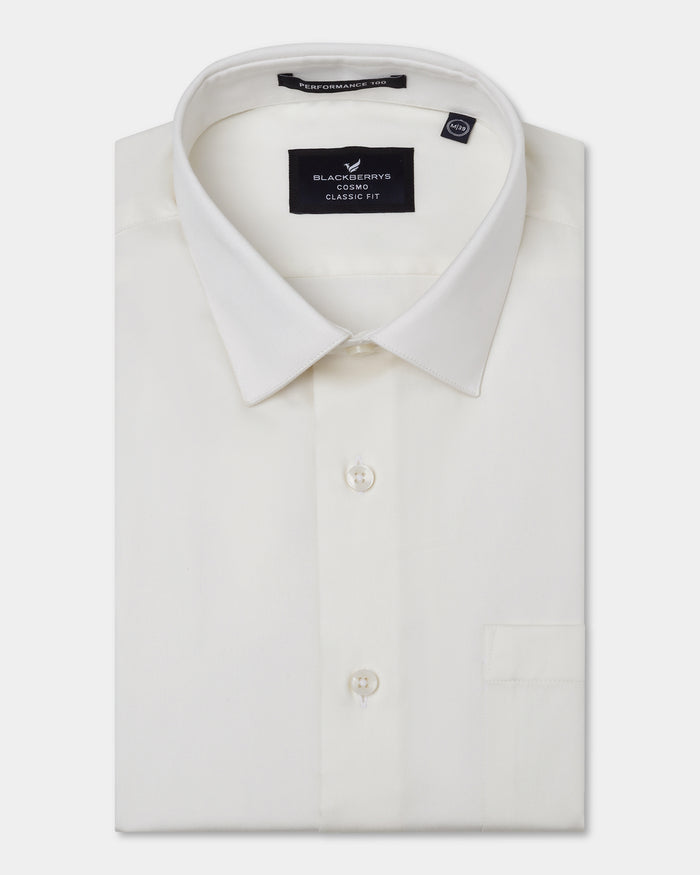 Off White Half Sleeve Non Iron Solid Shirt - Sylvia