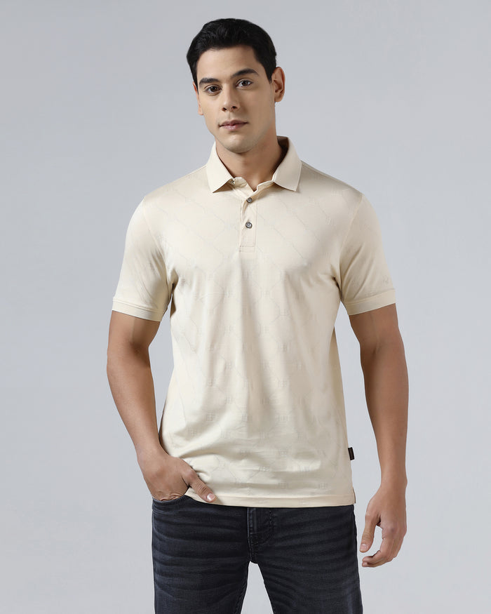 Off White Textured Polo - Full