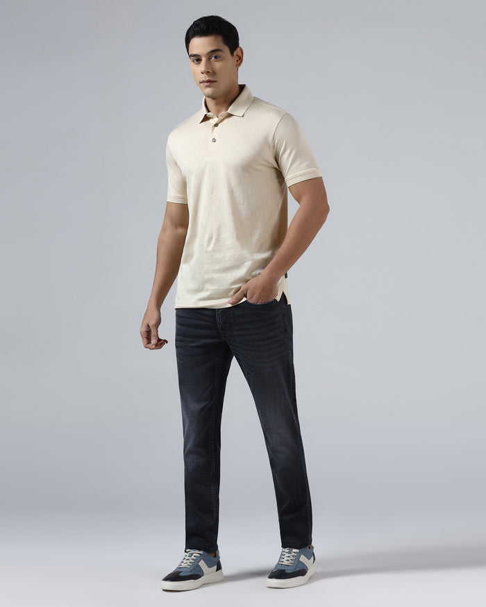 Off White Textured Polo - Full
