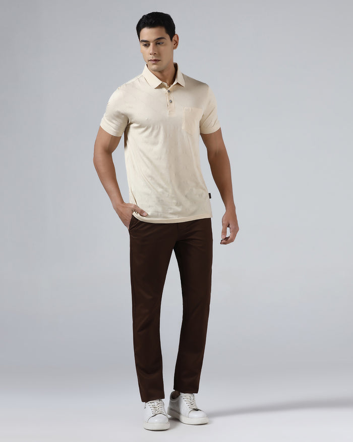 Off White Textured Polo - Full