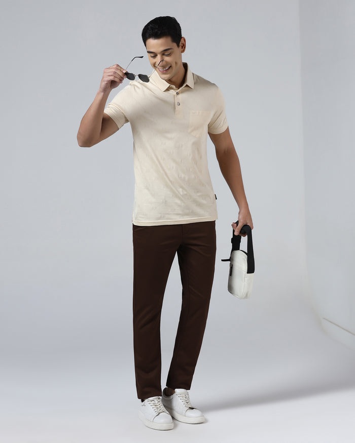 Off White Textured Polo - Full
