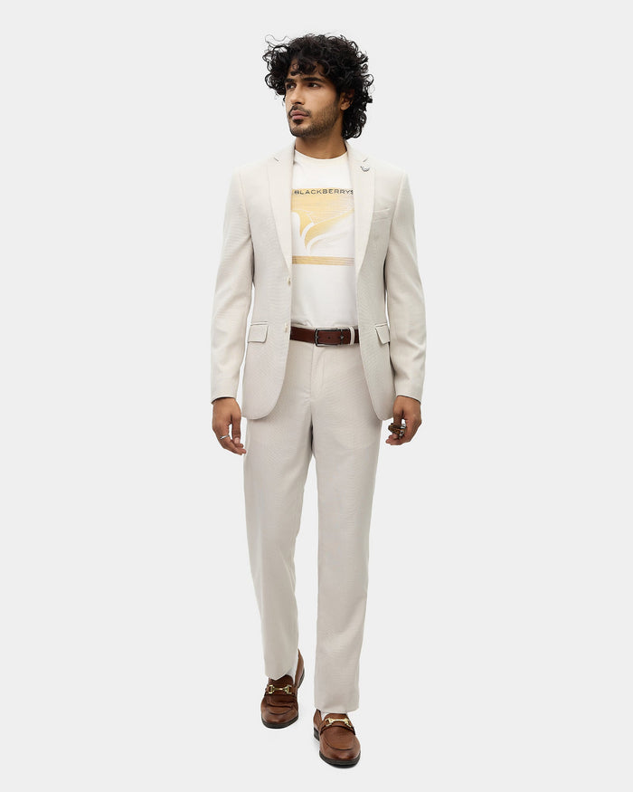 Off White Two Piece Textured Suit - Heckle