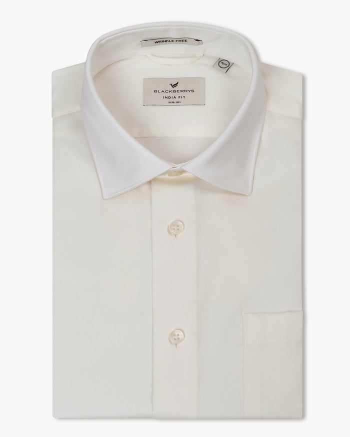 Off White Unwrinkle Solid Shirt - Sylvia