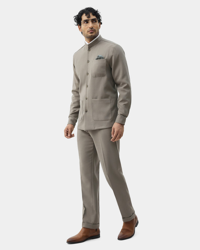Olive Two Piece Textured Suit - Ketor