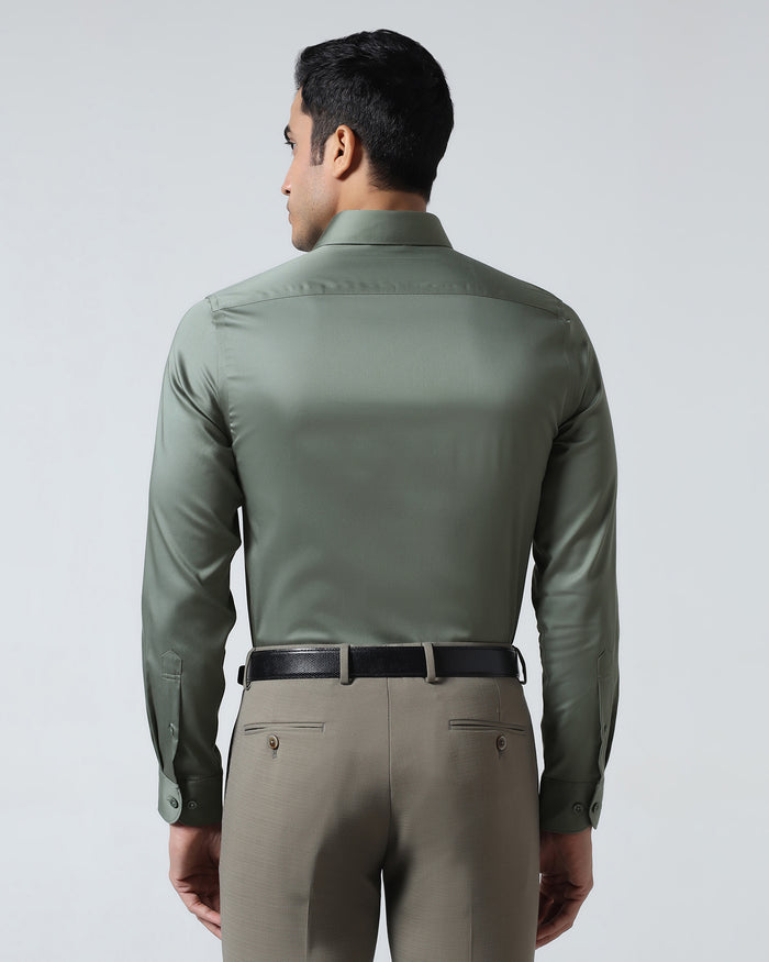 Olive Unwrinkle Solid Shirt - Sylvia
