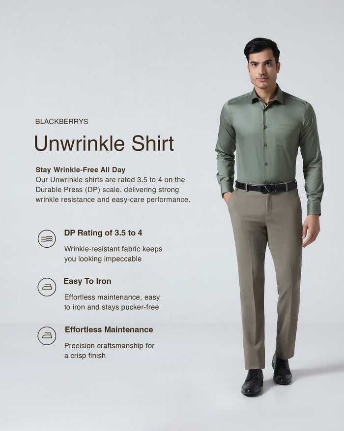 Olive Unwrinkle Solid Shirt - Sylvia