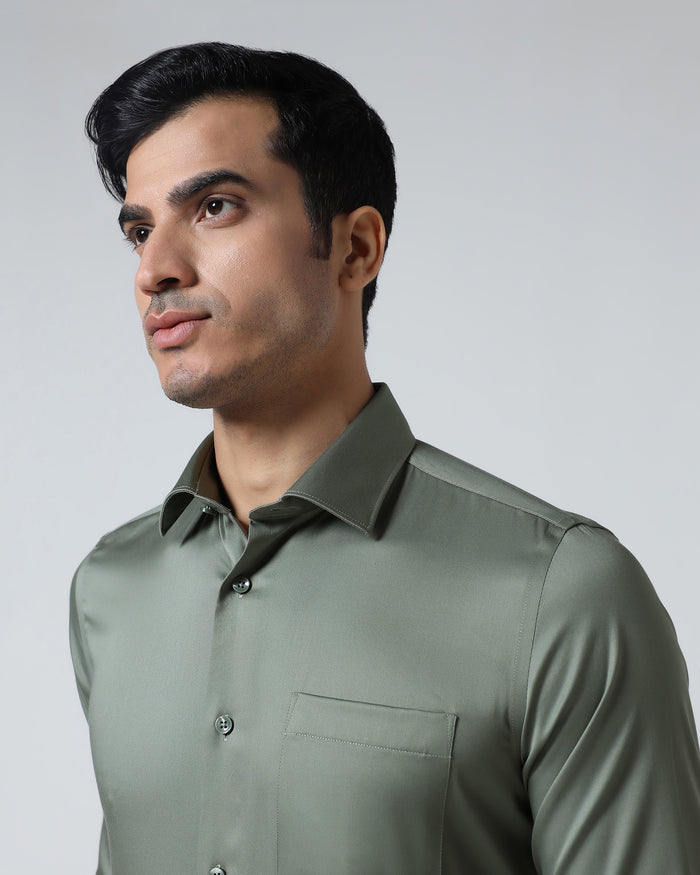 Olive Unwrinkle Solid Shirt - Sylvia