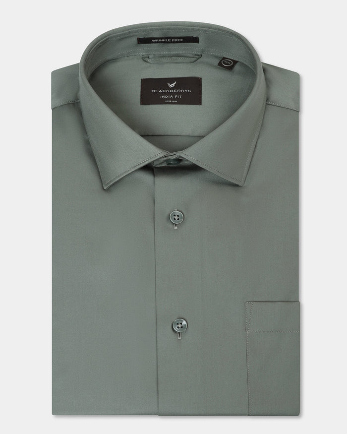 Olive Unwrinkle Solid Shirt - Sylvia