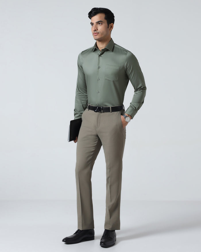 Olive Unwrinkle Solid Shirt - Sylvia