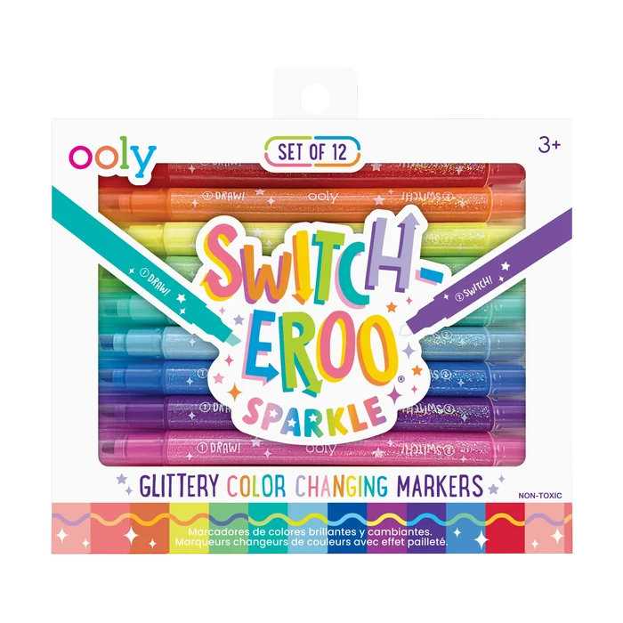 Ooly Switch-Eroo Sparkle Glittery Color Changing Markers (Set of 12)