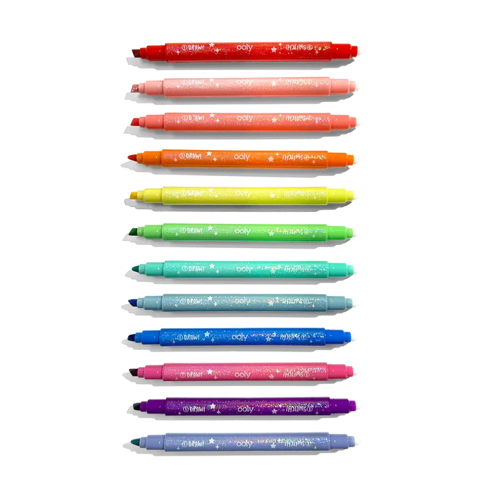 Ooly Switch-Eroo Sparkle Glittery Color Changing Markers (Set of 12)