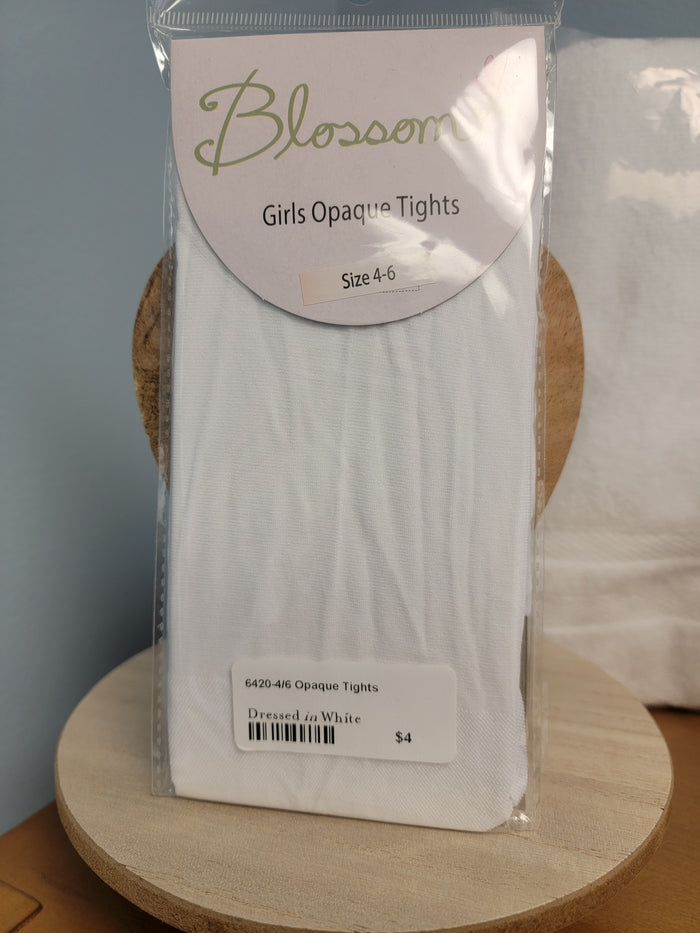 Girls white stockings in packaging.