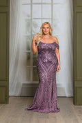 P9581P3-PLUS SIZE CORSET TOP SEQUIN MAXI DRESS