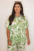umgee palm leaf printed oversized top