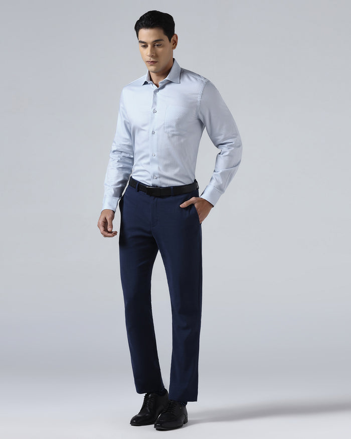 Petrol Blue Textured Shirt - Tray