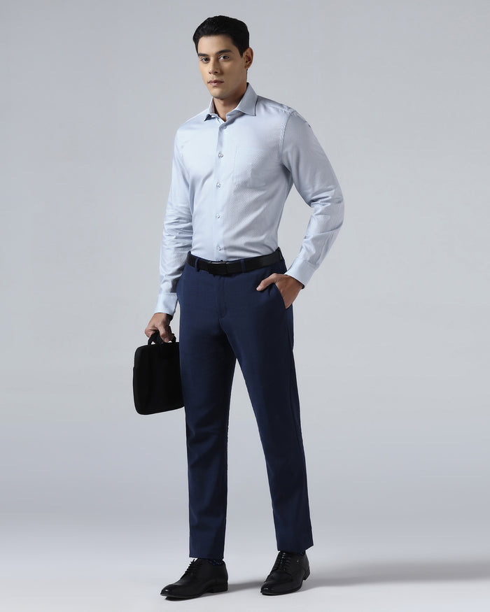 Petrol Blue Textured Shirt - Tray