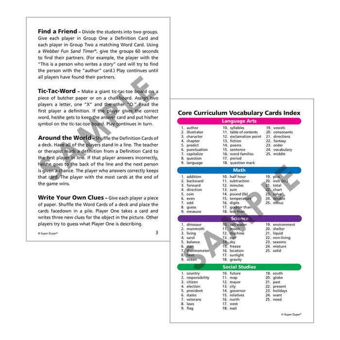 Pierre's Farm Core Curriculum Vocabulary Cards