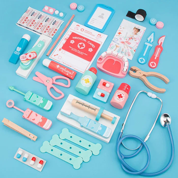 Pierre's Farm Kids Medical Kit Wooden Bucket Set