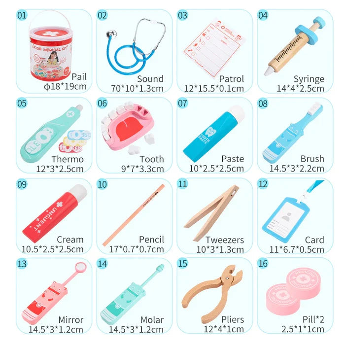 Pierre's Farm Kids Medical Kit Wooden Bucket Set