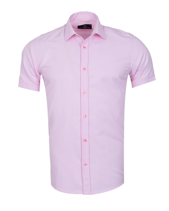 Pink Classic Twill Short Sleeve Shirt-Makrom