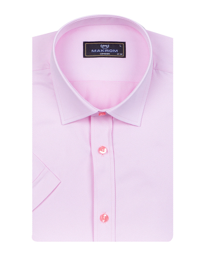 Pink Classic Twill Short Sleeve Shirt-Makrom