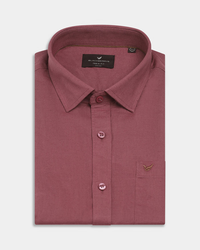 Pink Half Sleeve Linen Solid Shirt - Cleo