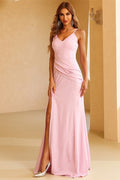 Pink Mermaid Side Slit Long Dress