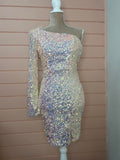 Pink Sequence One Sleeve Dress