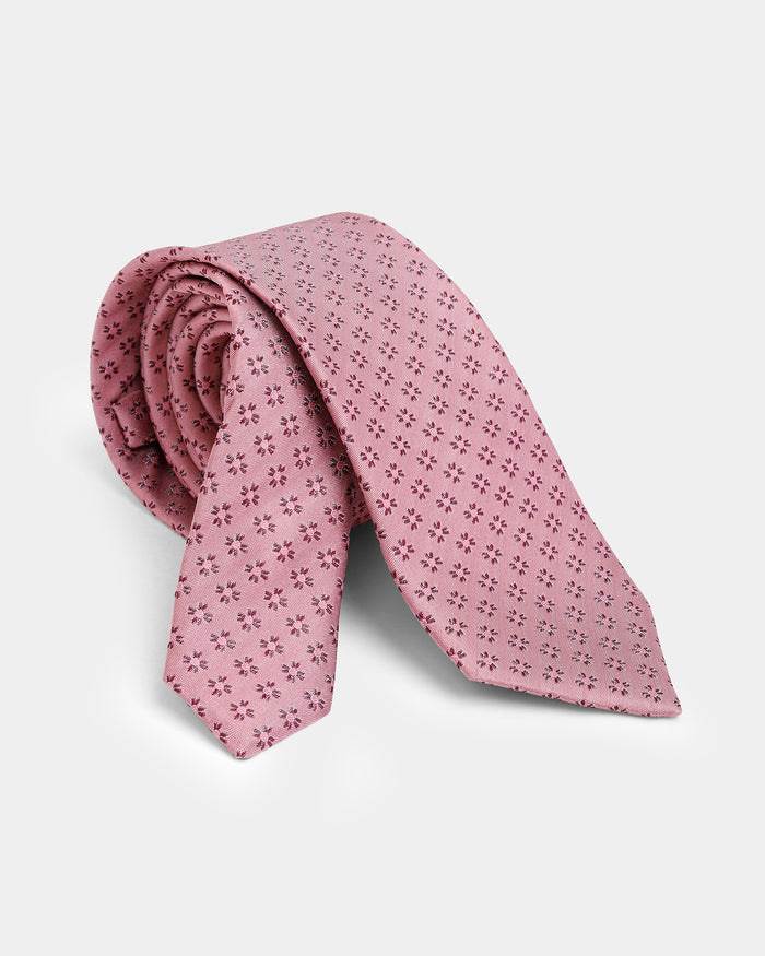 Pink Silk Jacquard Tie - Ann