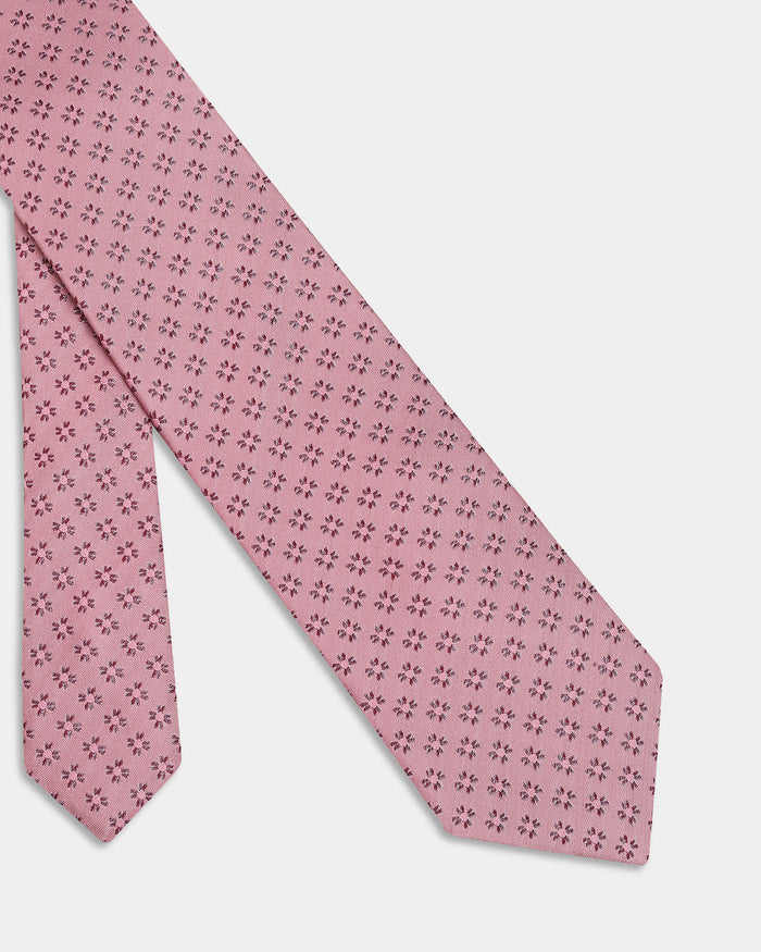 Pink Silk Jacquard Tie - Ann