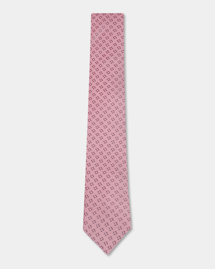 Pink Silk Jacquard Tie - Ann
