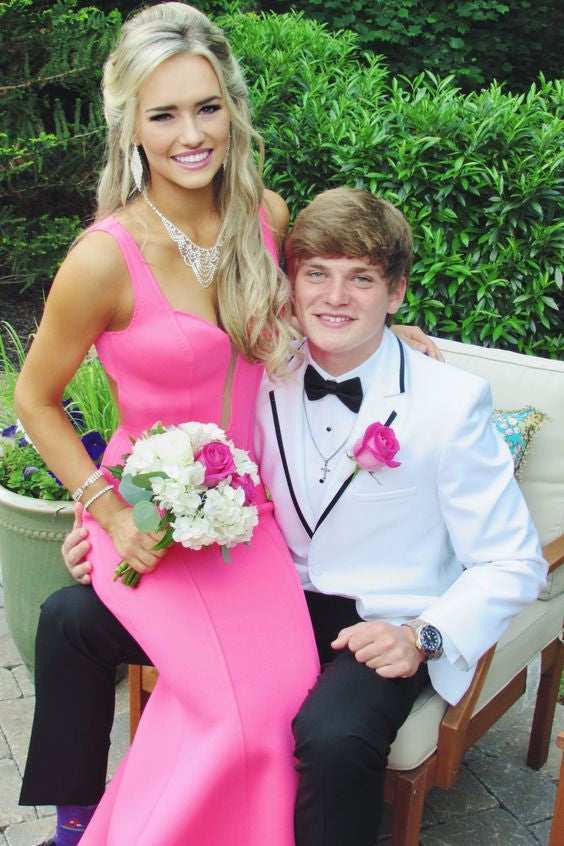 Pink Sweetheart Neck Open Back Mermaid Prom Dresses, Pink Mermaid Formal Evening Dresses