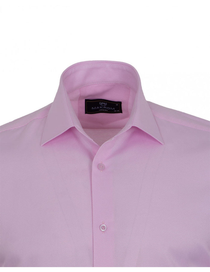Pink Twill Classic Single Cuff Shirt-Makrom