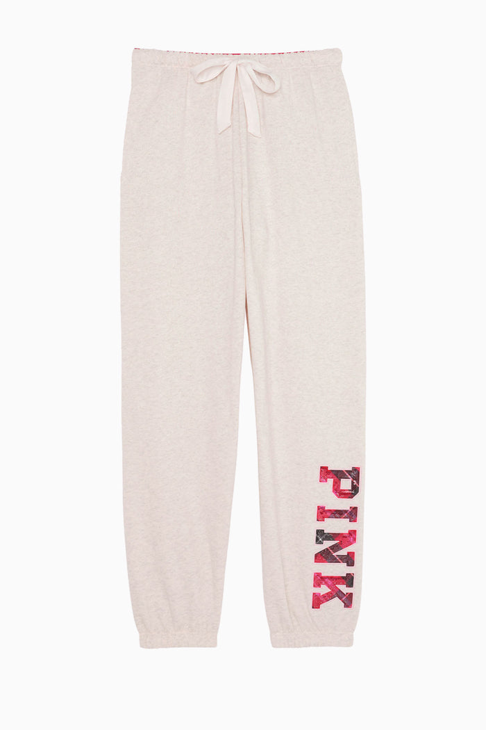PINK x LoveShackFancy Ivy Fleece Jogger - SNOW HEATHER