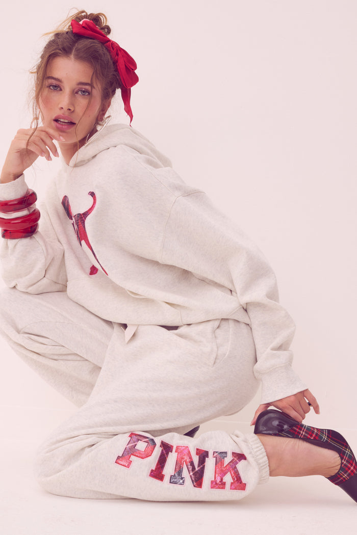 PINK x LoveShackFancy Ivy Fleece Jogger - SNOW HEATHER